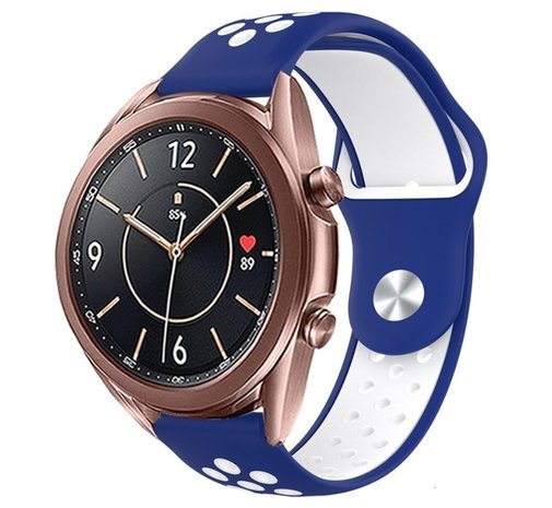 Strap-it Strap-it Samsung Galaxy Watch 3 bracelet sport 41mm (bleu/blanc) Strap-it Strap-it Samsung Galaxy Watch 3 bracelet sport 41mm (bleu/blanc)