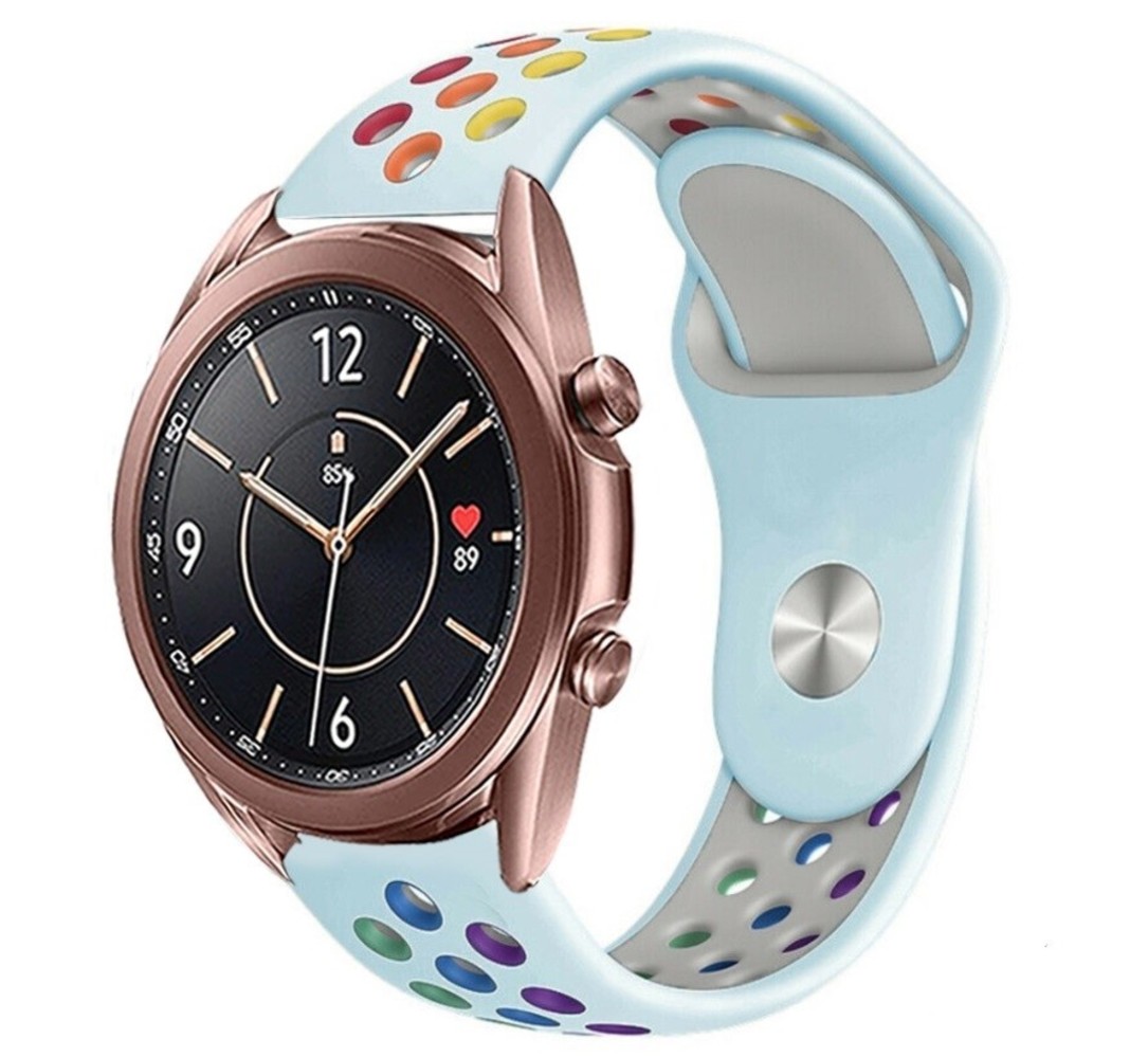 Strap-it Strap-it Samsung Galaxy Watch 3 bracelet sport 41mm (bleu clair/multicolore) Strap-it Strap-it Samsung Galaxy Watch 3 bracelet sport 41mm (bleu clair/multicolore)