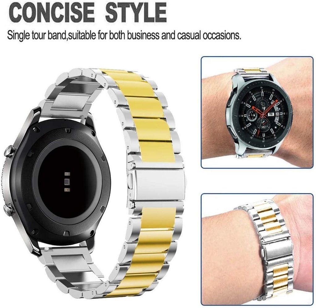 Strap-it Strap-it Bracelet acier Samsung Galaxy Watch 46mm (argent/or) Strap-it Strap-it Bracelet acier Samsung Galaxy Watch 46mm (argent/or)