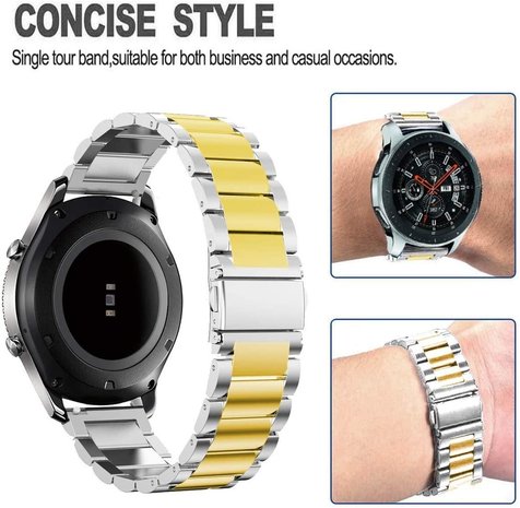 Strap-it Strap-it Bracelet acier Samsung Galaxy Watch 46mm (argent/or) Strap-it Strap-it Bracelet acier Samsung Galaxy Watch 46mm (argent/or)