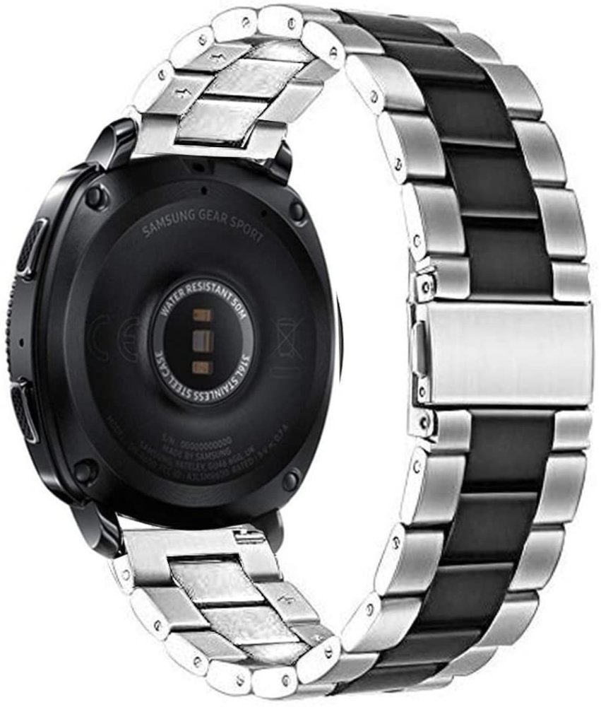 Strap-it Strap-it Bracelet acier Samsung Gear Sport (argent/noir) Strap-it Strap-it Bracelet acier Samsung Gear Sport (argent/noir)