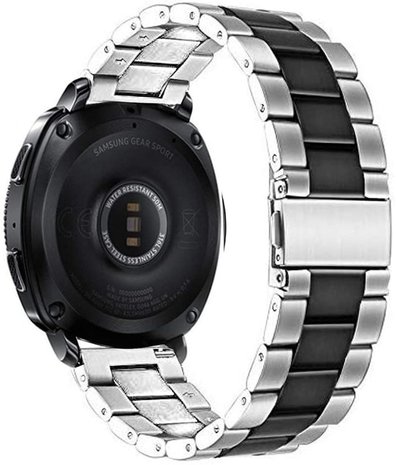 Strap-it Strap-it Bracelet acier Samsung Gear Sport (argent/noir) Strap-it Strap-it Bracelet acier Samsung Gear Sport (argent/noir)