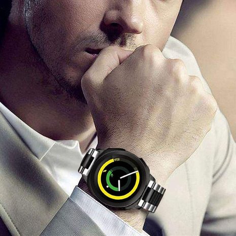 Strap-it Strap-it Bracelet acier Samsung Gear Sport (argent/noir) Strap-it Strap-it Bracelet acier Samsung Gear Sport (argent/noir)