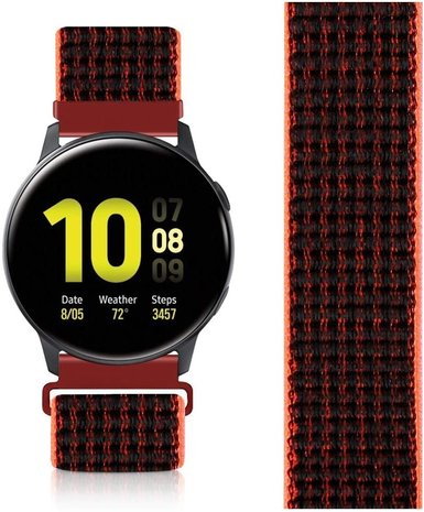 Strap-it Strap-it Bracelet nylon Samsung Galaxy Watch Active (noir/rouge) Strap-it Strap-it Bracelet nylon Samsung Galaxy Watch Active (noir/rouge)