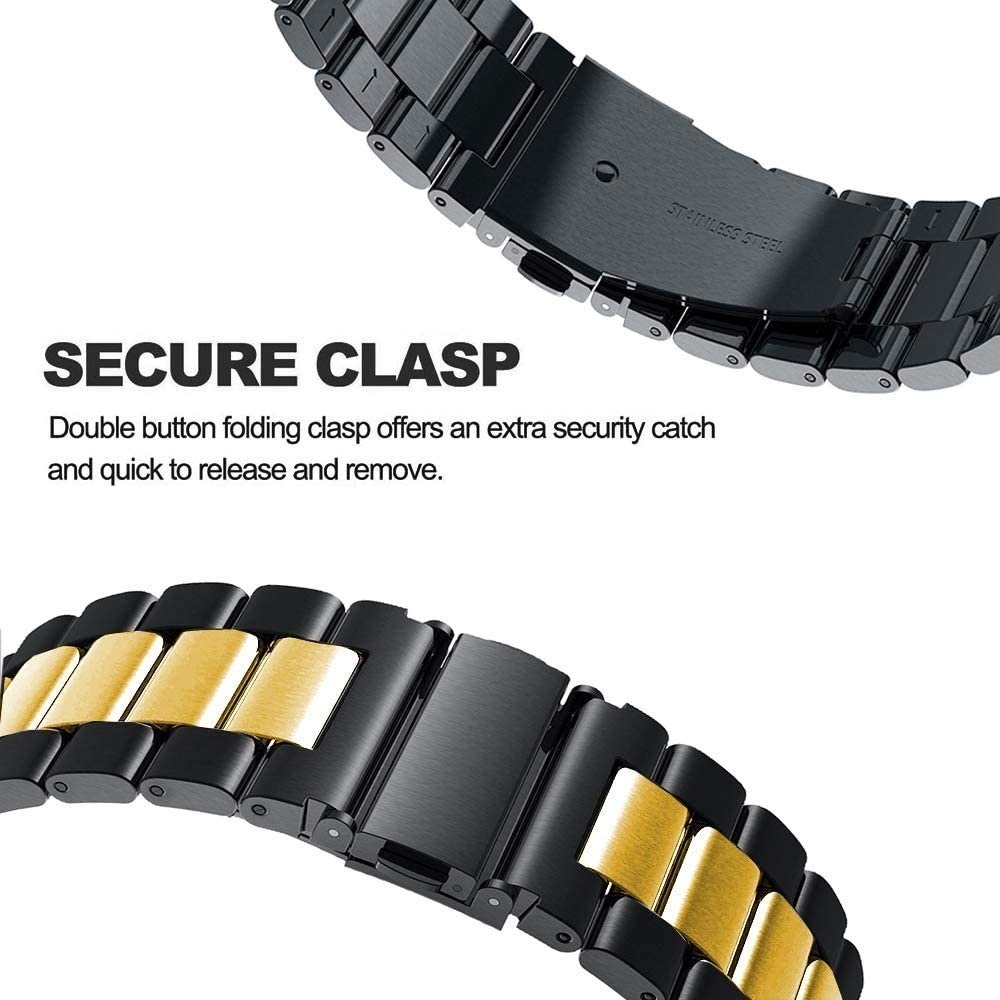Strap-it Strap-it Bracelet acier Samsung Galaxy Watch 42mm (noir/or) Strap-it Strap-it Bracelet acier Samsung Galaxy Watch 42mm (noir/or)