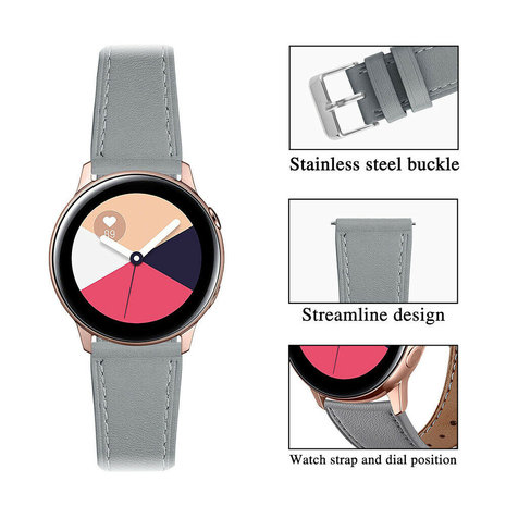 Strap-it Strap-it Bracelet cuir Samsung Galaxy Watch Active (gris) Strap-it Strap-it Bracelet cuir Samsung Galaxy Watch Active (gris)