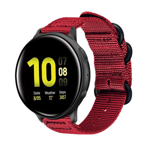 Strap-it Strap-it Bracelet nylon boucle Samsung Galaxy Watch Active (rouge)