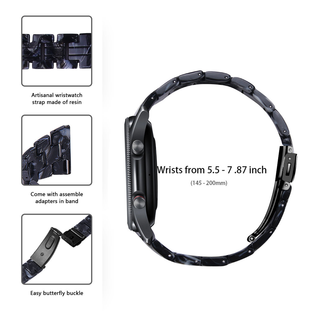 Strap-it Strap-it Bracelet résine Samsung Galaxy Watch 46mm (noir/blanc)