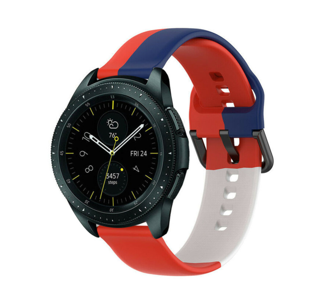 Strap-it Strap-it Bracelet triple sport Samsung Galaxy Watch 42mm (rouge-blanc-bleu)
