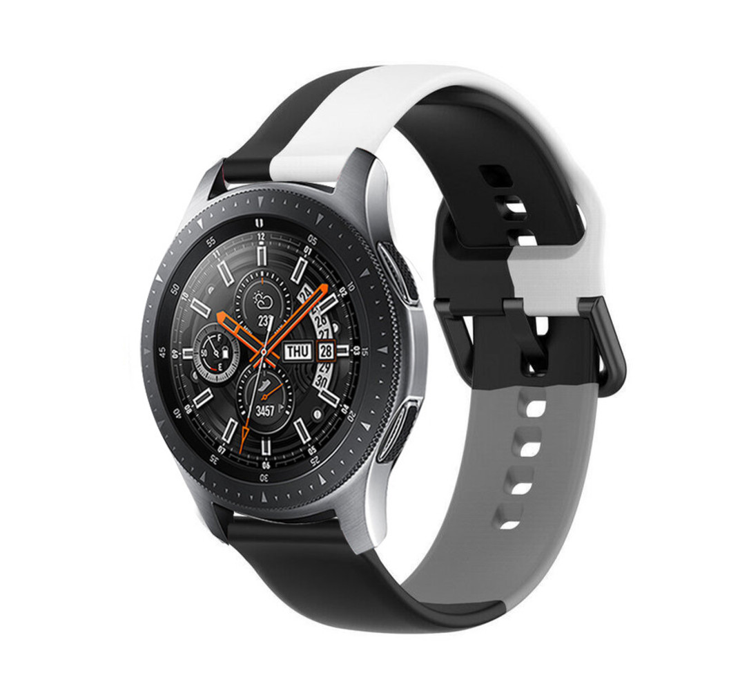 Strap-it Strap-it Bracelet triple sport Samsung Galaxy Watch 46mm (noir-blanc-gris)