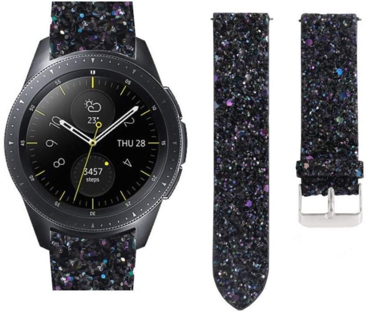 Strap-it Strap-it Bracelet cuir pailleté Samsung Galaxy Watch 42mm (noir)
