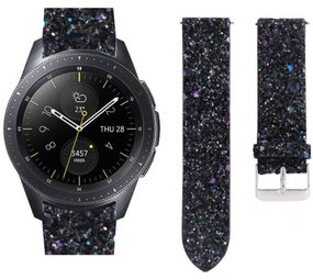 Strap-it Bracelet cuir pailleté Samsung Galaxy Watch 42mm (noir)