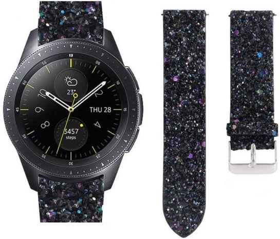 Strap-it Strap-it Bracelet cuir pailleté Samsung Galaxy Watch 42mm (noir)