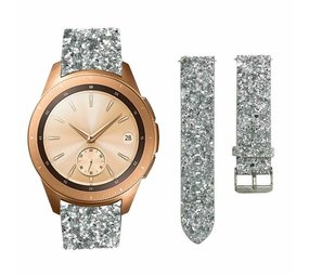 Strap-it Bracelet cuir pailleté Samsung Galaxy Watch 42mm (argent)