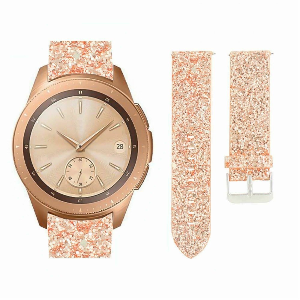 Strap-it Strap-it Bracelet cuir pailleté Samsung Galaxy Watch 42mm (or rose)