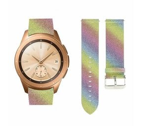 Strap-it Bracelet cuir pailleté Samsung Galaxy Watch 42mm (arc-en-ciel)
