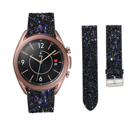 Strap-it Bracelet cuir pailleté Samsung Galaxy Watch 3 41mm (noir)