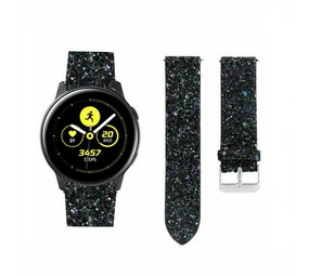 Strap-it Bracelet cuir pailleté Samsung Galaxy Watch Active (noir)