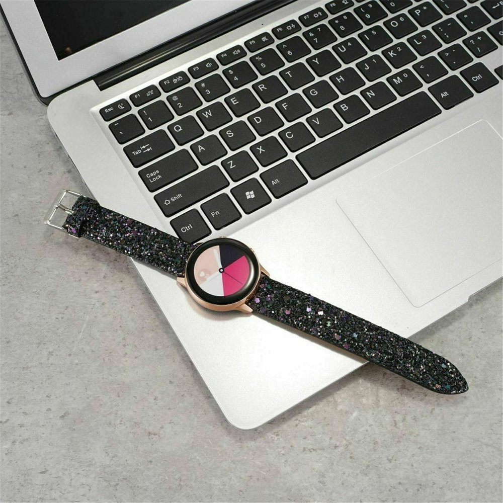Strap-it Strap-it Bracelet cuir pailleté Samsung Galaxy Watch Active (noir)