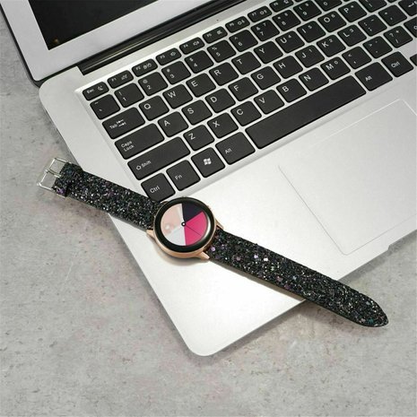 Strap-it Strap-it Bracelet cuir pailleté Samsung Galaxy Watch Active (noir)