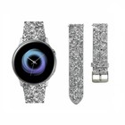Strap-it Strap-it Bracelet cuir pailleté Samsung Galaxy Watch Active (argent)