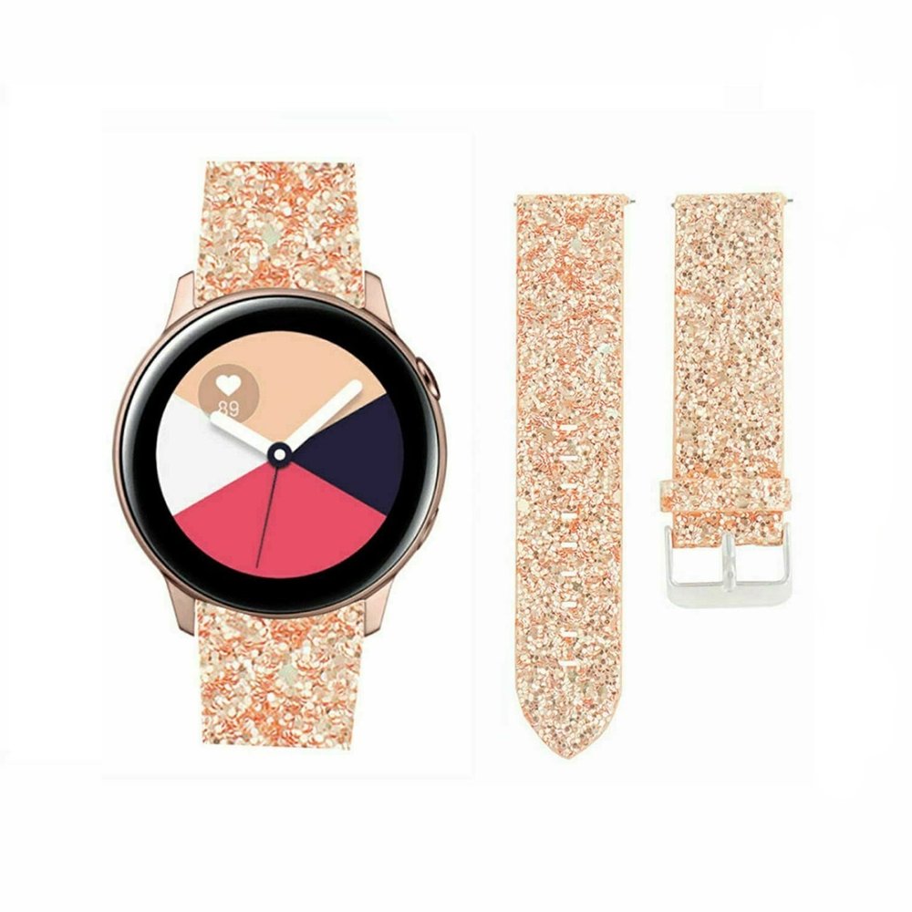 Strap-it Strap-it Bracelet cuir pailleté Samsung Galaxy Watch Active (or rose)