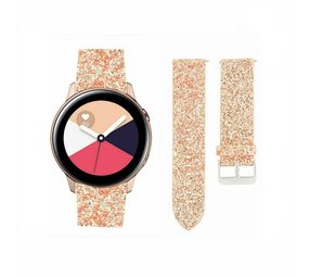 Strap-it Bracelet cuir pailleté Samsung Galaxy Watch Active (or rose)