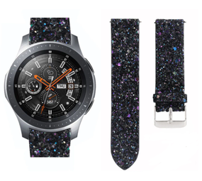 Strap-it Bracelet cuir pailleté Samsung Galaxy Watch 46mm (noir)