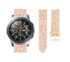 Strap-it Bracelet cuir pailleté Samsung Galaxy Watch 46mm (or rose)