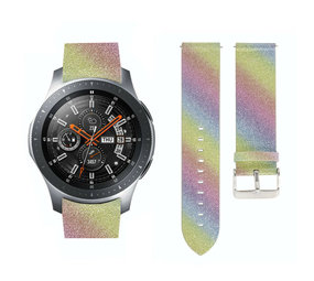 Strap-it Bracelet cuir pailleté Samsung Galaxy Watch 46mm (arc-en-ciel)