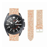 Strap-it Bracelet cuir pailleté Samsung Galaxy Watch 3 45mm (or rose)