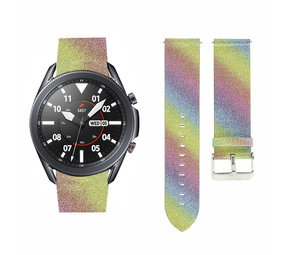 Strap-it Bracelet cuir pailleté Samsung Galaxy Watch 3 45mm (arc-en-ciel)