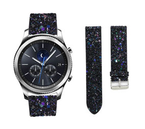 Strap-it Bracelet cuir pailleté Samsung Gear S3 (noir)