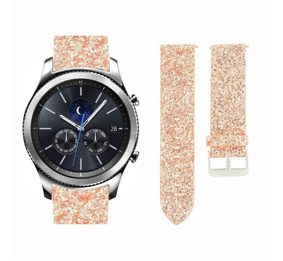 Strap-it Strap-it Bracelet cuir pailleté Samsung Gear S3 (or rose)