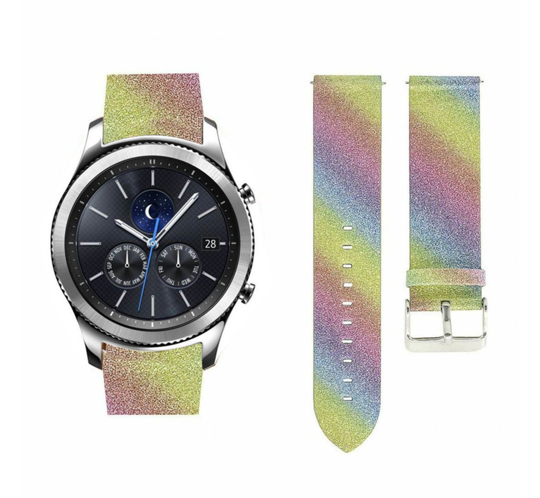 Strap-it Strap-it Bracelet cuir pailleté Samsung Gear S3 (arc-en-ciel)