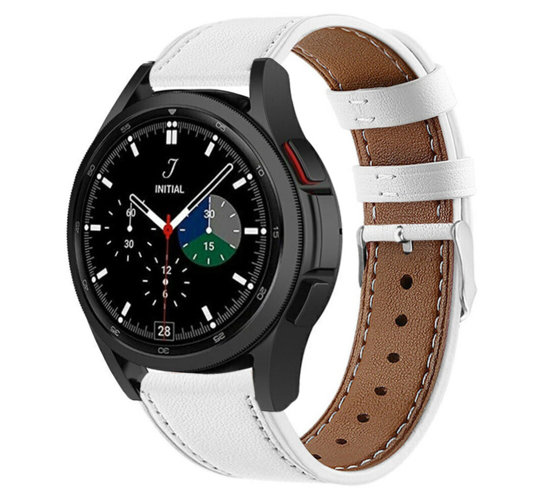 Strap-it Strap-it Bracelet cuir Samsung Galaxy Watch 4 Classic 46mm (blanc)