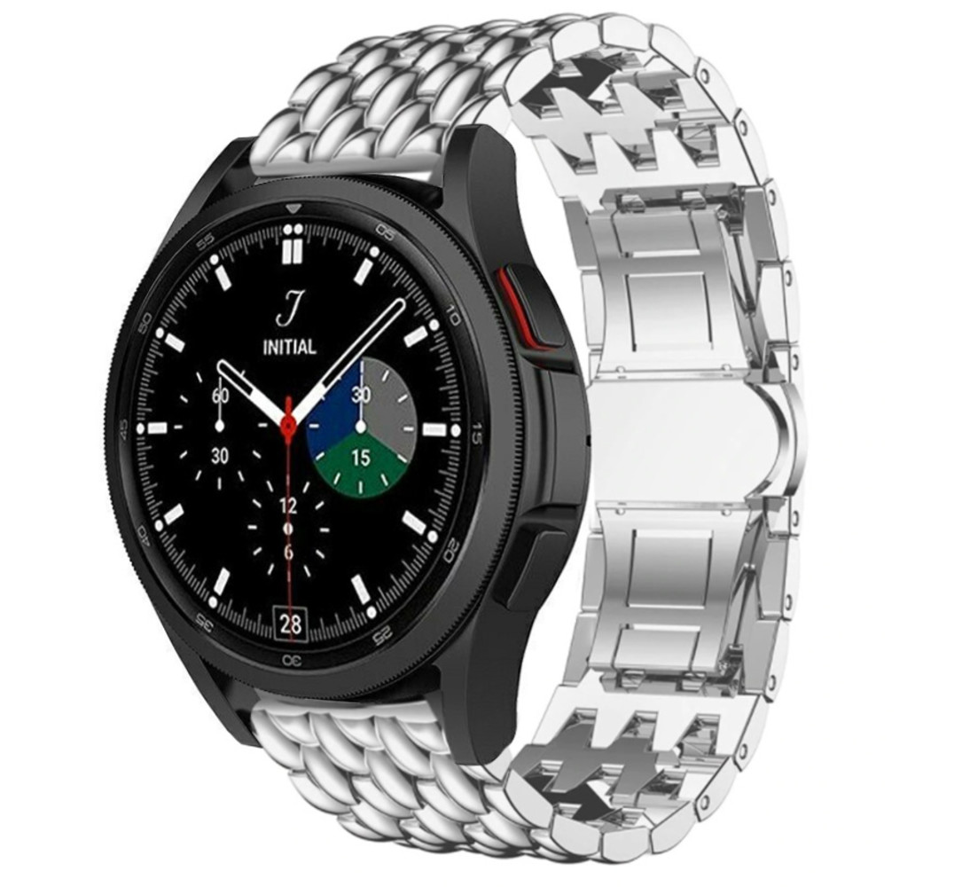 Strap-it Strap-it Bracelet acier dragon Samsung Galaxy Watch 4 Classic 42mm (argent) Strap-it Strap-it Bracelet acier dragon Samsung Galaxy Watch 4 Classic 42mm (argent)