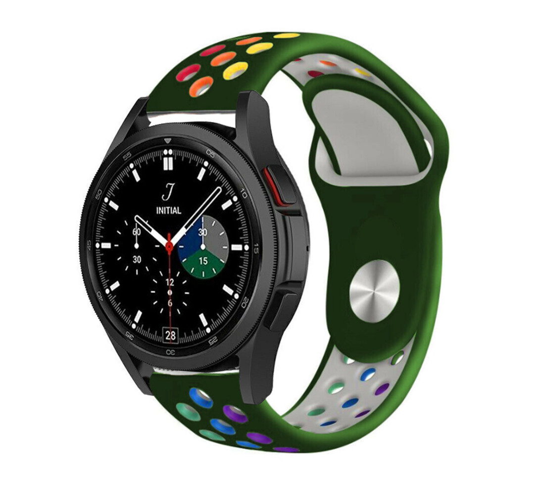 Strap-it Strap-it Bracelet sport Samsung Galaxy Watch 4 Classic 42mm (vert armée/coloré) Strap-it Strap-it Bracelet sport Samsung Galaxy Watch 4 Classic 42mm (vert armée/coloré)