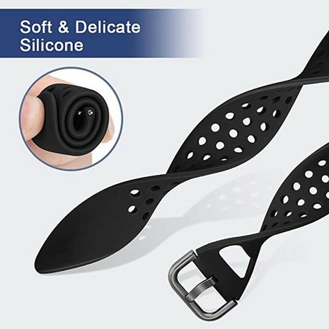 Strap-it Strap-it Bracelet silicone avec trous Samsung Galaxy Watch 4 Classic 42mm (noir)