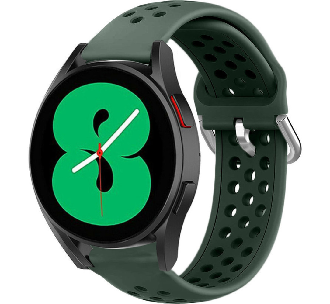 Strap-it Strap-it Bracelet silicone avec trous Samsung Galaxy Watch 4 40mm (vert armée)