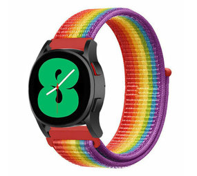 Strap-it Bracelet nylon Samsung Galaxy Watch 4 44mm (arc-en-ciel)