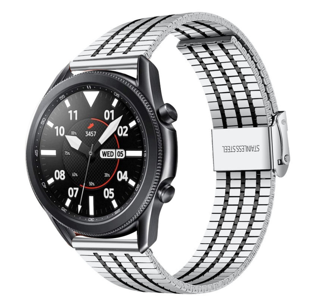 Strap-it Strap-it Bracelet acier inoxydable Samsung Galaxy Watch 3 45mm (argent/noir)