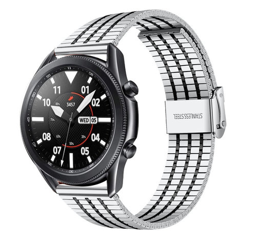Strap-it Strap-it Bracelet acier inoxydable Samsung Galaxy Watch 3 45mm (argent/noir)