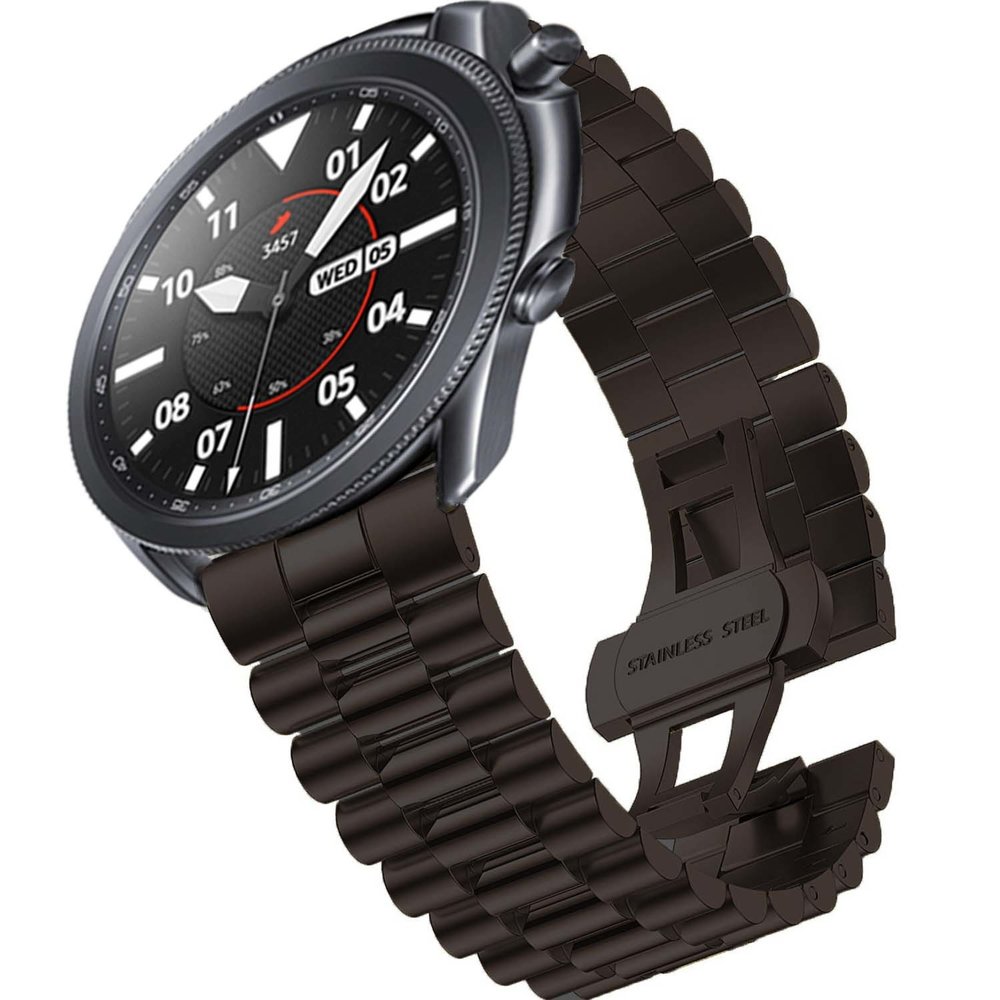 Strap-it Strap-it Bracelet acier Présidentiel Samsung Galaxy Watch 3 45mm (noir)