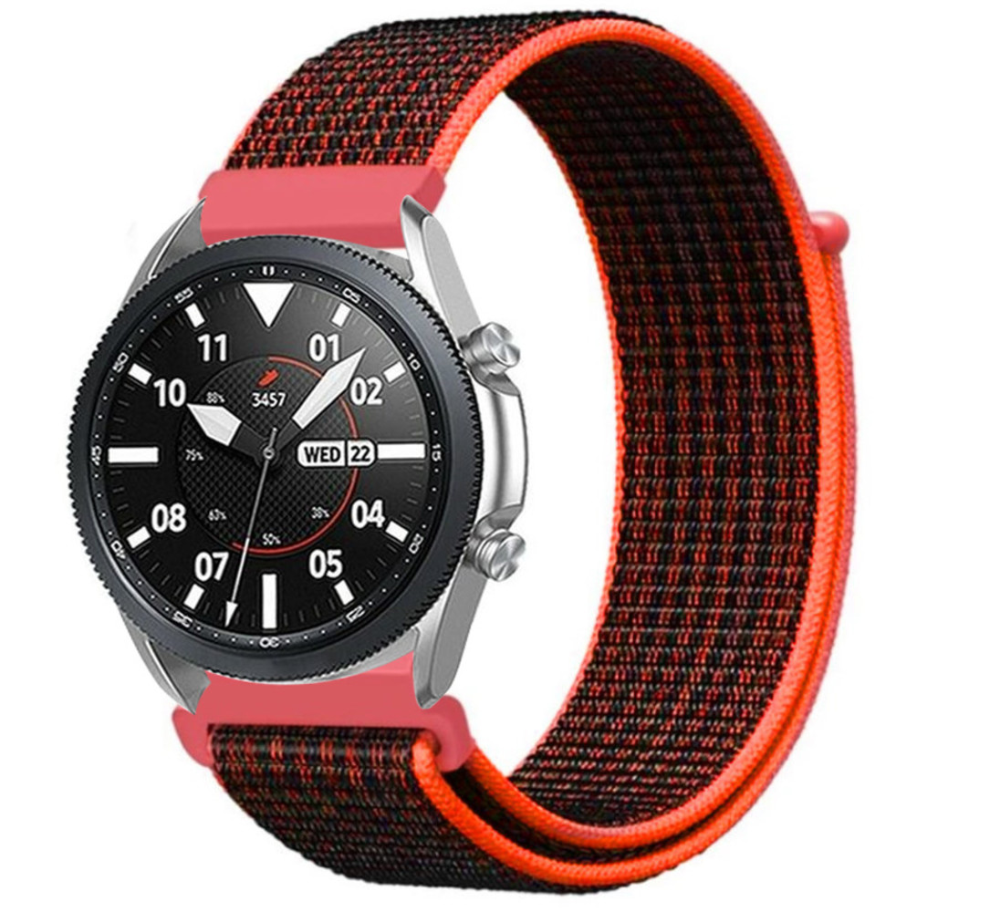 Strap-it Strap-it Bracelet nylon Samsung Galaxy Watch 3 45mm (noir/orange) Strap-it Strap-it Bracelet nylon Samsung Galaxy Watch 3 45mm (noir/orange)