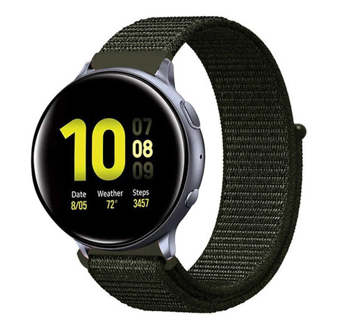 Strap-it Strap-it Bracelet nylon Samsung Galaxy Watch Active (vert foncé)