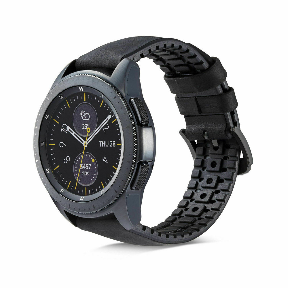 Strap-it Strap-it Bracelet cuir / silicone Samsung Galaxy Watch 46mm (noir)