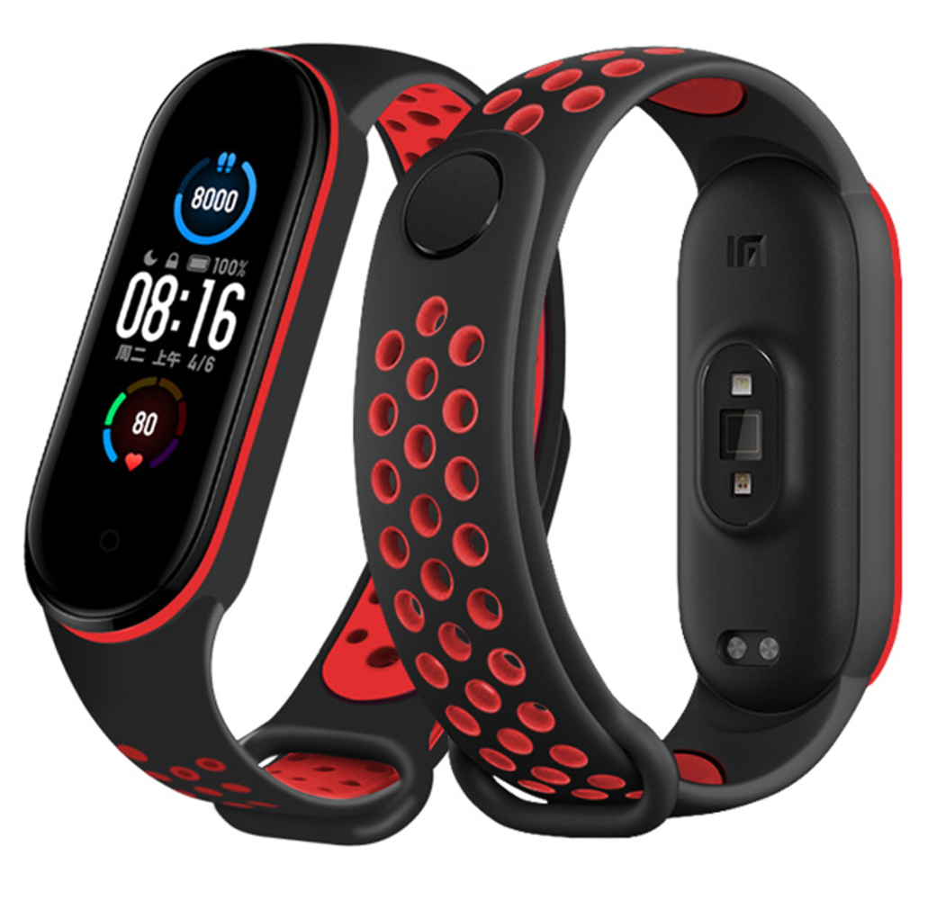 Bracelet sport Xiaomi Mi Band 5 (noir/rouge) Braceletsmartwatch.fr