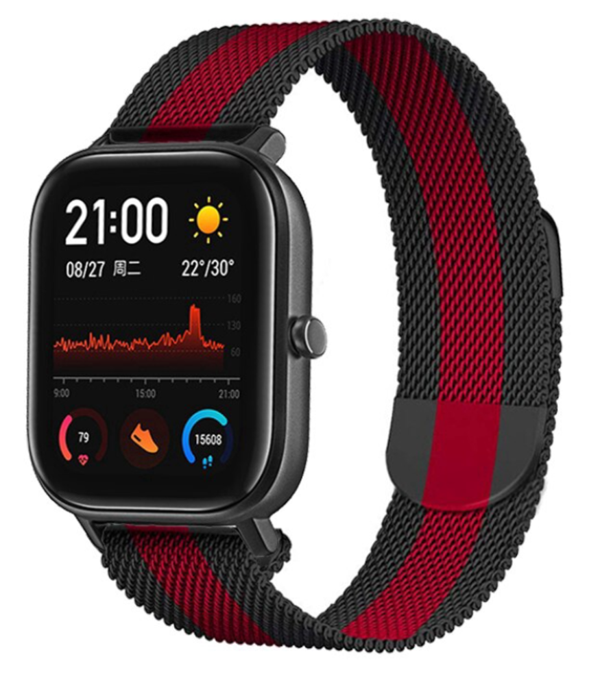 Strap-it Strap-it Bracelet Milanais Xiaomi Amazfit GTS (noir/rouge)