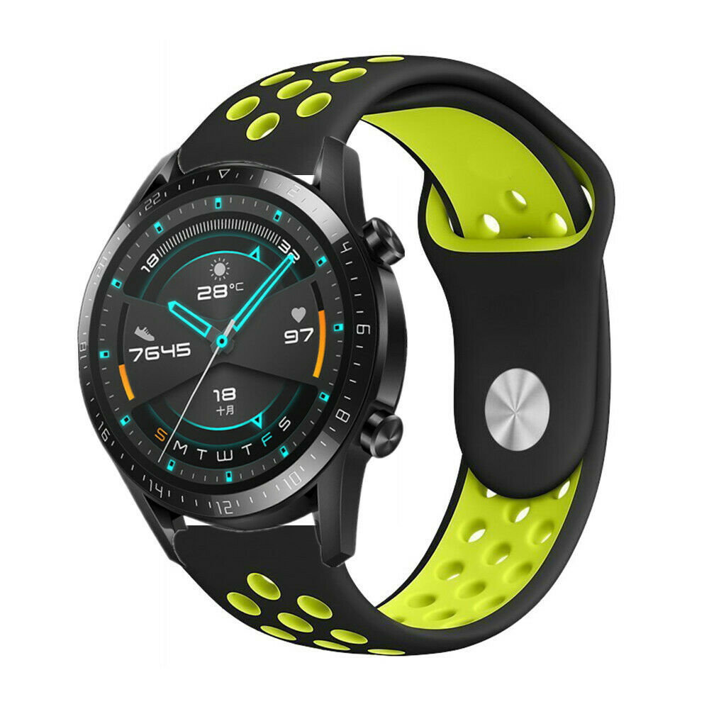 Strap-it Strap-it Bracelet sport Huawei Watch GT 2  (noir/jaune)